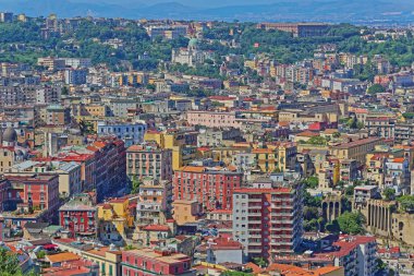 Campania 'daki Napoli Şehir Binalarının Hava Görüntüsü İtalya Güneşli Yaz Günü Seyahati
