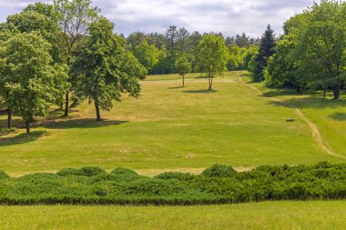 Kragujevac 'ta Büyük Yeşil Park Yazı Sırbistan' da Güneşli Bahar Günü