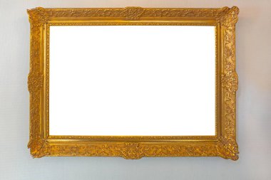 Duvardaki Boş Altın Resim Çerçevesi
