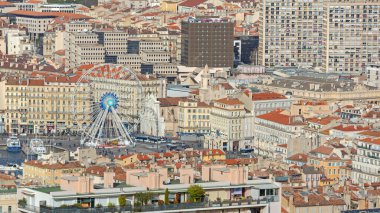 Aerial View of Ferris Wheel in Marseille Sunny Winter Day