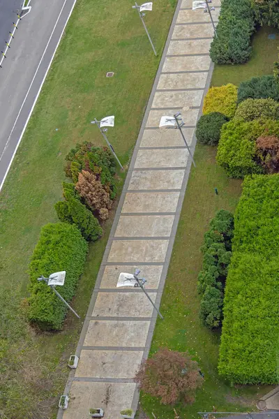 Yeni Belgrad 'da Yeni Belgrad' da Sonbahar Günü 'nde Futbol Sahasının Hava Görüntüsü