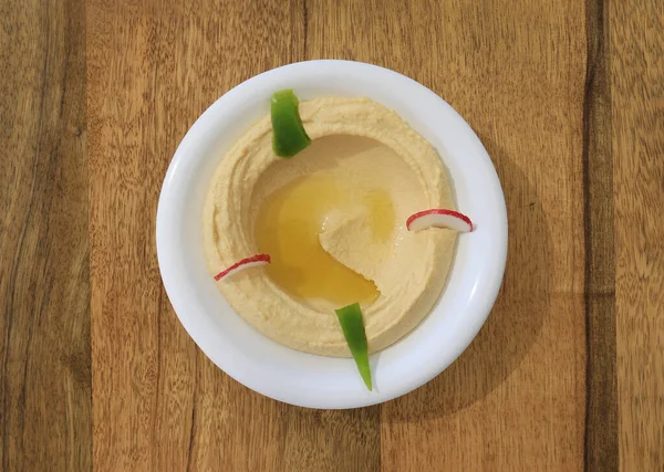 Delicious Bowl Hummus Olive Oil — Stock Photo, Image