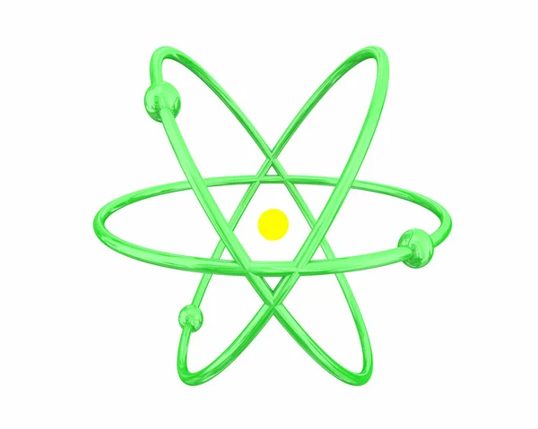 核能符号原子核绿色动力3D说明 — 图库照片