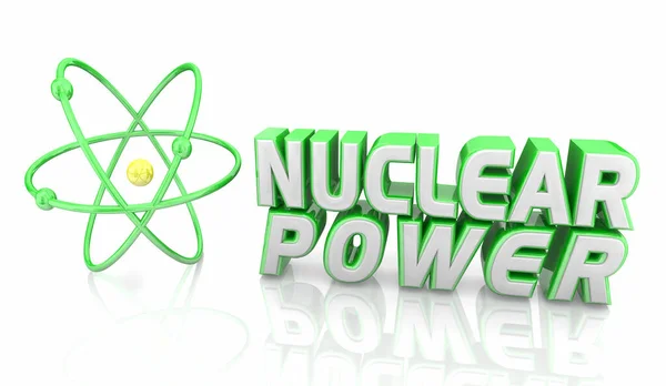 原子力エネルギーグリーン燃料源シンボル3Dイラスト — ストック写真