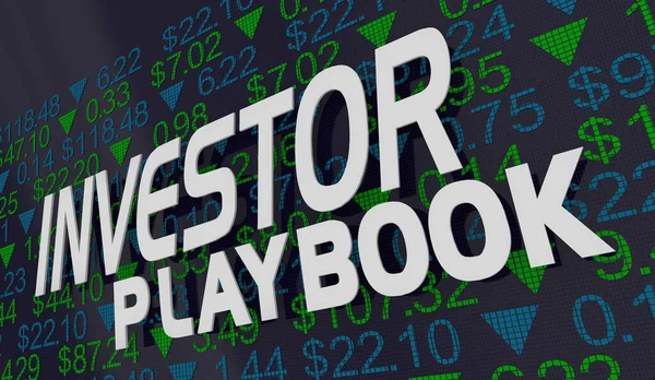 Investor Playbook Koop Verkopen Handel Aandelen Marktplan Strategie Illustratie — Stockfoto