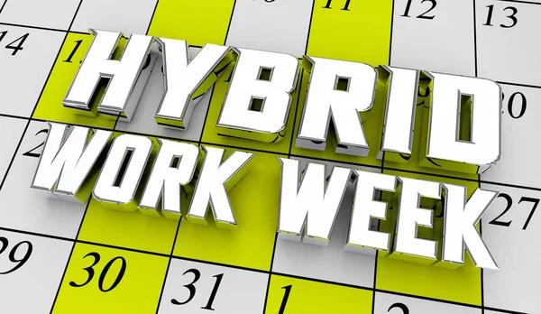 Hybride Werk Week Kalender Rooster Persoon Afgelegen Werkplek Dagen Illustratie — Stockfoto