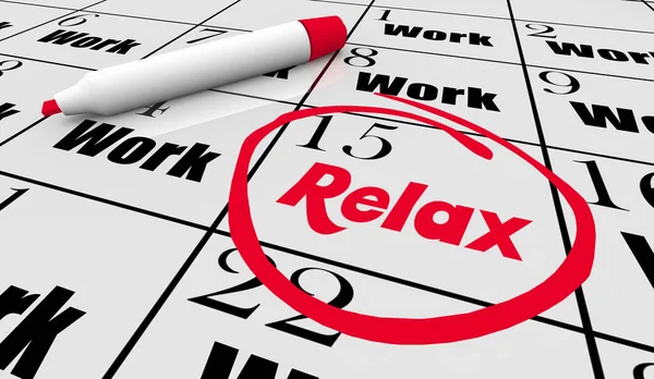 Relaxe Dia Folga Férias Fim Semana Calendário Planejador Dia Ilustração — Fotografia de Stock