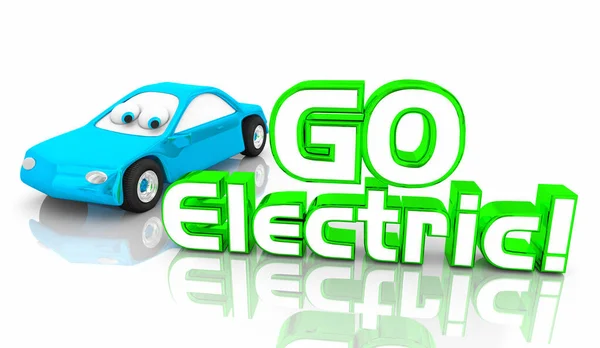Przejdź Elektryczny Pojazd Akumulator Powered Green Energy Słowa Ilustracja — Zdjęcie stockowe