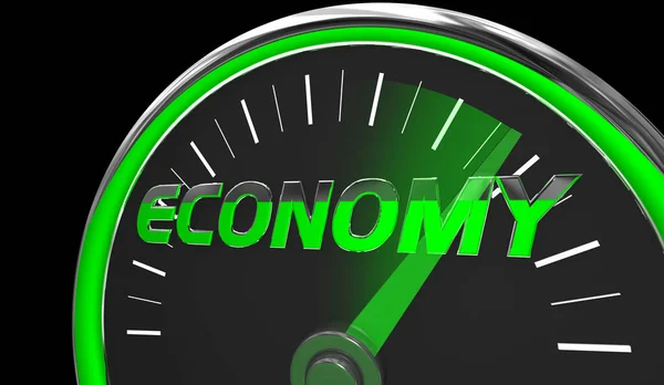 Ekonomi Hastighetsmätare Nivå Goda Nyheter Illustration — Stockfoto