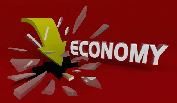 经济崩溃金融经济趋势衰退箭头3D例证 — 图库照片