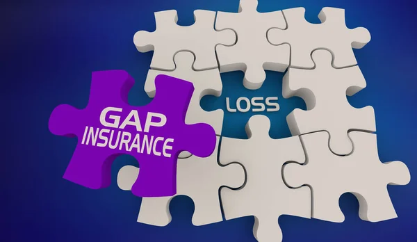 Gap Försäkring Täckning Pusselbit Förhindra Förlust Risk Illustration — Stockfoto