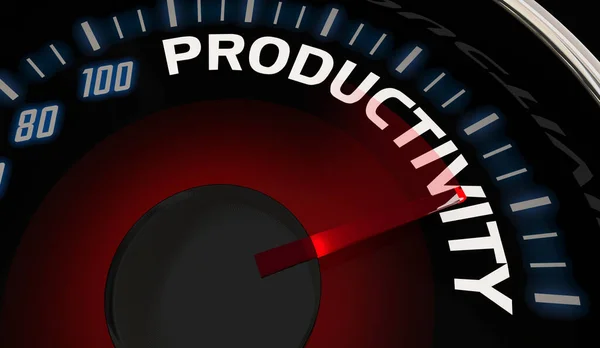 Produttività Aumentare Output Lavoro Misurazione Metrica Tachimetro Illustrazione — Foto Stock