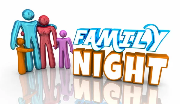 Family Night Fun Eltern Kinder Abend Event Party Illustration — Stockfoto