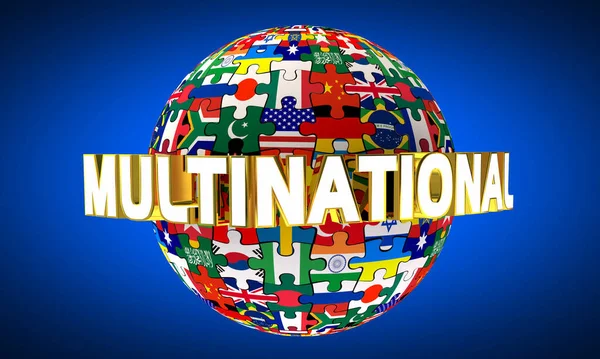 Multinationales Internationales Unternehmen Corporation Globale Länder Flaggen Illustration — Stockfoto