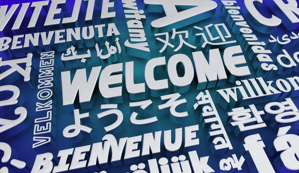 Üdvözöljük Üdvözlet Különböző Nyelvek Dei Sokszínűség Multinacionális Kultúra Illusztráció — Stock Fotó