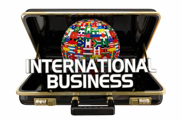 International Business Briefcase Countries Multinational Trade Companies Illustration — 图库照片