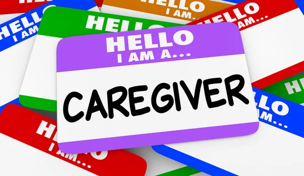 Caregiver Name Tag Sticker Health Care Worker Nametag Illustration — Stock Photo, Image