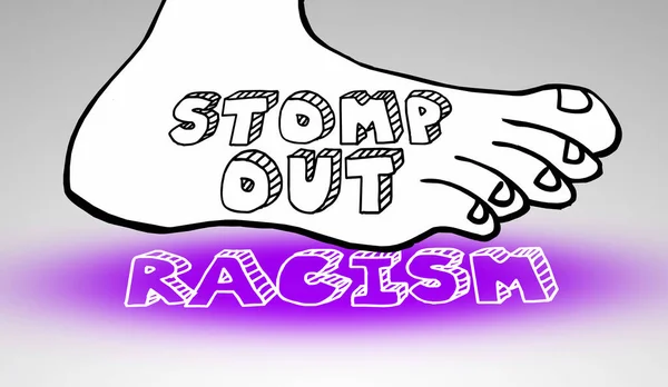 Stomp Out Racism Foot Подавляет Дискриминацию Равенство Инклюзивное Разнообразие Dei — стоковое фото