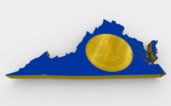 バージニア州旗印地図背景3Dイラスト — ストック写真