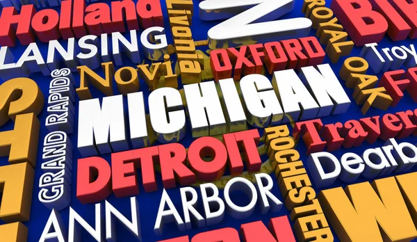 Michigan Cities Travel Destinations Background Illustration — 스톡 사진