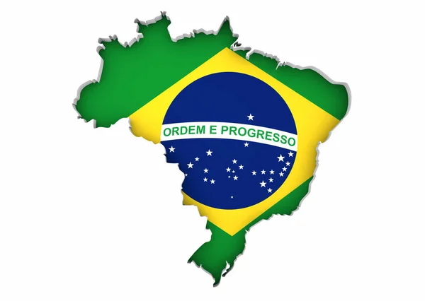 ブラジル国地図旗の背景3Dイラスト — ストック写真