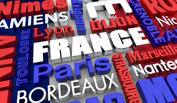 France Cities Travel Destinations National Flag Background Illustration — Foto Stock