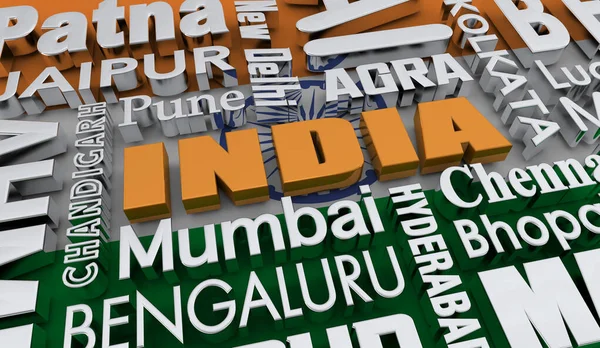 India Country Nation Flag Har Ghar Tirangacities Words Background Illustration — 스톡 사진