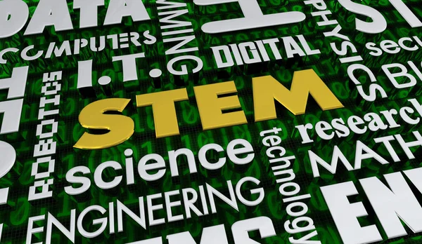Stem Science Technology Engineering Mathematics Education Jobs Words Animation — Stock Photo, Image