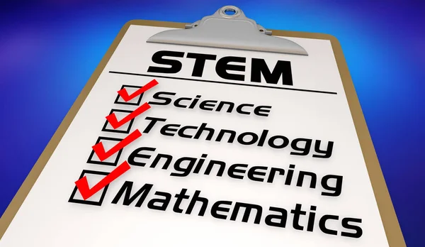 Stem Science Technology Engineering Mathematics Checklist Course Education Illustration — 图库照片