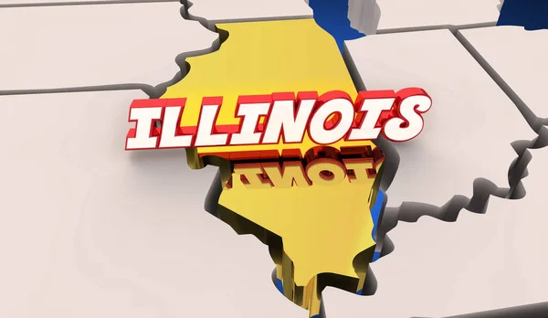 Illinois Eyalet Haritası Kapanış Konumu Seyahat Hedefi Llüstrasyon — Stok fotoğraf