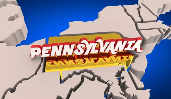 Pennsylvania Status Karta Word Zoom Närbild Destination Illustration — Stockfoto