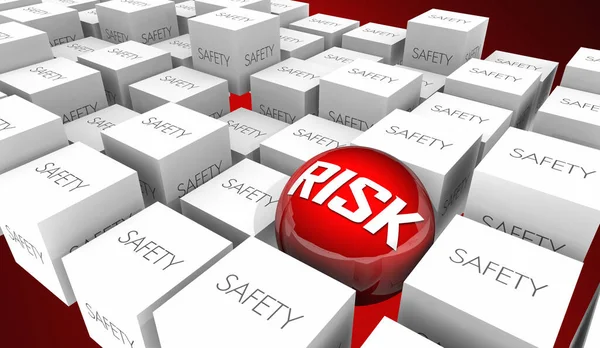 Kockázat Kontra Biztonság Kockázatos Viselkedés Veszély Figyelmeztetés Biztonságos Védelem Illusztráció — Stock Fotó
