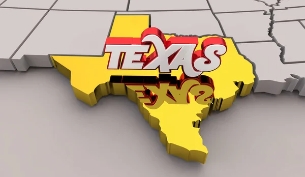 Texas State Map Dallas Houston Austin Ilustração — Fotografia de Stock