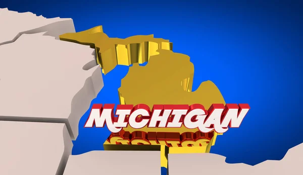 Michigan State Map Toerisme Reizen Detroit Lansing Flint Illustratie — Stockfoto