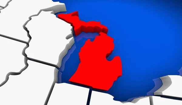 Michigan Devlet Haritası Seyahat Turizm Konumu Görüntü — Stok fotoğraf