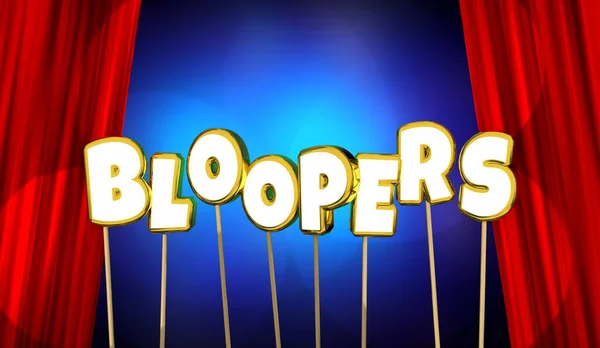 Bloopers Outtakes Chyby Film Chyby Červené Záclony Ilustrace — Stock fotografie