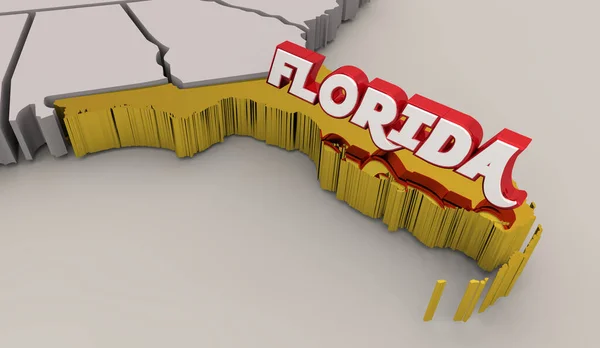 Florida Statskarta Resor Turism Illustration — Stockfoto