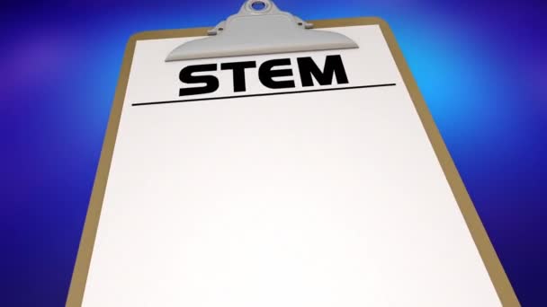 Stem Science Technology Engineering Wiskunde Checklist Cursus Onderwijs Animatie — Stockvideo