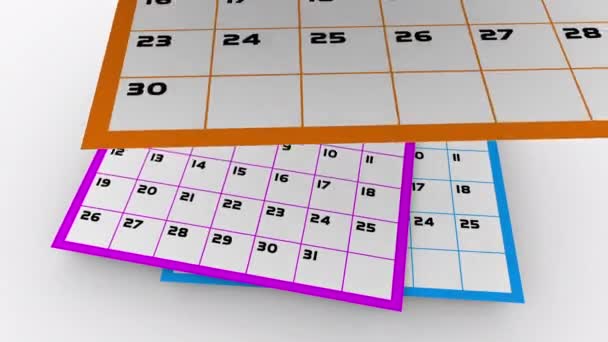 Kalender Schema Dagar Datum Månader Veckor Passerar Animation — Stockvideo