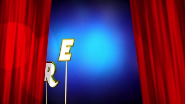 Encore Performance State Red Curtains Applause Return Animation — Stock Video