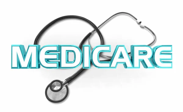 Medicare Stetoskop Offentlig Försäkring Täckning Sjukvård Plan Illustration — Stockfoto