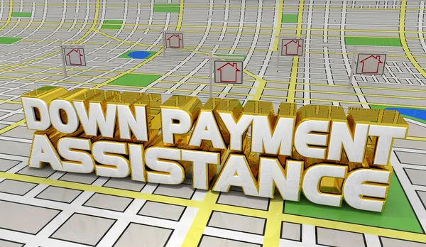 Payment Assistance Real Estate Buyer Loan Help Program Map Pins — Stock Photo, Image