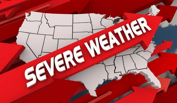 アメリカ合衆国上昇の激しい天候の嵐地図気候変動 3Dイラスト — ストック写真