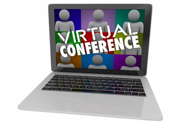 Virtual Conference Meeting Join Remote Attendee Audience Laptop Εικονογράφηση — Φωτογραφία Αρχείου