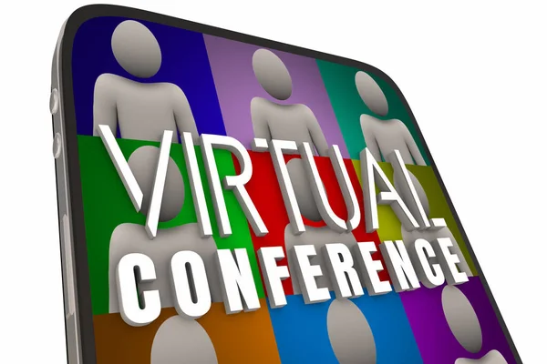 Virtuální Konference Setkání Mobilní Telefon Mobilní Účastník Diváci Vzdálená Ilustrace — Stock fotografie