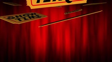 Time Movie Tiyatro Biletlerini Göster Kırmızı Perdeler Gösteri Zamanı 3d Canlandırması