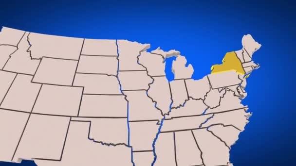 New York State Destination Podróże Mapa Miasta Animacja — Wideo stockowe