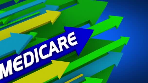 Medicare Arrows Benefícios Custos Cobertura Rising Insurance Plan Program Animação — Vídeo de Stock