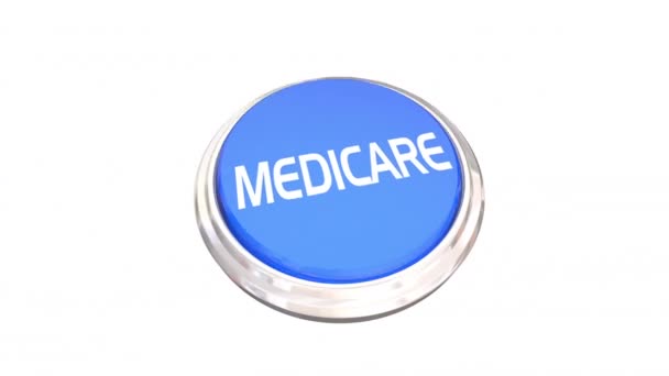 Medicare Seguro Cobertura Governo Federal Programa Plano Azul Botão Animação — Vídeo de Stock