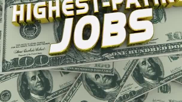 Highest Paying Jobs Career Potential Make Most Money Income Dollars — Stock Video